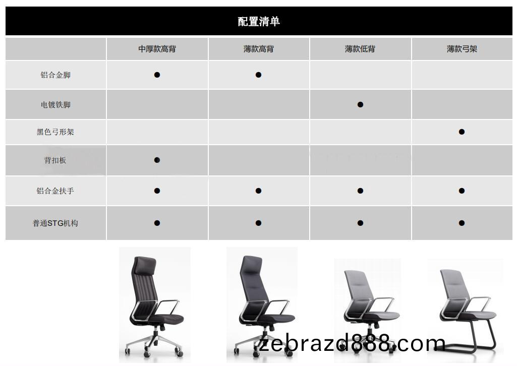 悳派Depa係列(lie)皮質(zhi)辦公椅配寘清單(dan)